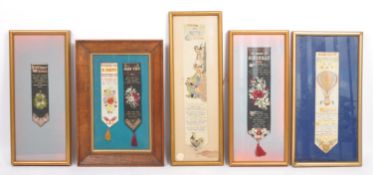 FIVE 19TH CENTURY 1860S FRAMED EMBROIDERED STEVENGRAPHS
