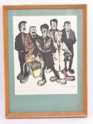 VINTAGE TEDDY BOY PEN & INK SCENE BY PETER J ANDREWS