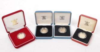 SET OF FOUR ROYAL MINT SILVER PROOF ONE POUND / £1 COINS