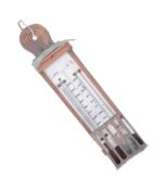 VICTORIAN COPPER CASED & MILK LASS FACE OUTSIDE THERMOMETER