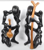 PAIR OF CONTEMPORARY CARVED ANTHROPOMORPHIC KNEELING MEN