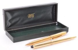 PAIR OF 20TH CENTURY IRISH CROSS 14CT GOLD PLATED PENS
