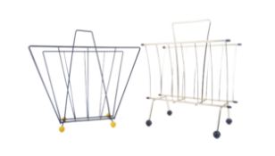 TWO MID CENTURY ATOMIC SPUTNIK WIRE WORKED MAGAZINE RACKS