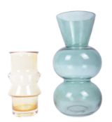 TWO RETRO VINTAGE SCANDINAVIAN STUDIO ART GLASS VASES