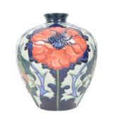 RETRO VINTAGE CIRCA 1998 MOORCROFT POTTERY POPPY VASE