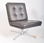 CONTEMPORARY DARK BROWN LEATHER LOUNGE CHAIR