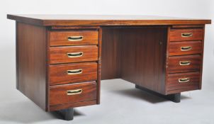 RETRO AFROMOSIA TEAK TWIN PEDESTAL OFFICE DESK