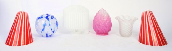 COLLECTION OF 20TH CENTURY OPALINE ART DECO LAMP SHADES