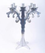 VINTAGE CHROMED METAL FOUR ARMED CANDELABRAS