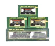 A COLLECTION OF REPLICA RAILWAYS OO GAUGE MODEL RAILWAYS TRAINSET LOCOMOTIVE AND BRAKE VANS