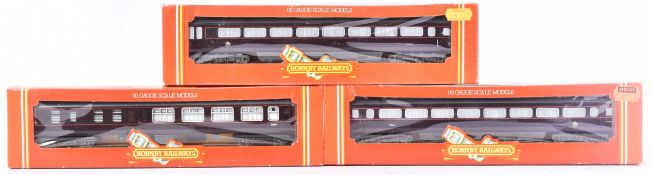 THREE VINTAGE HORNBY OO GAUGE MODEL RAILWAY TRAINSET ROYAL COACHES