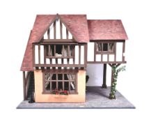 DOLL HOUSE - X2 STOREY WOODEN DOLLS HOUSE WITH FURNITURE