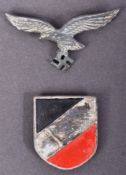 WWII SECOND WORLD WAR GERMAN LUFTWAFFE TROPICAL HELMET BADGES