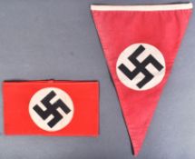WWII SECOND WORLD WAR GERMAN NSDAP ARMBAND AND PENNANT FLAG