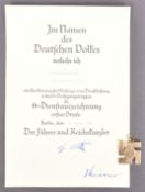 WWII SECOND WORLD WAR GERMAN WAFFEN SS 25 YEAR SERVICE MEDAL & CERTIFICATE