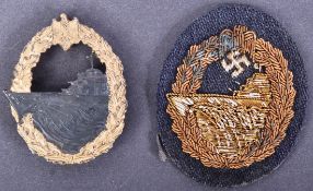 WWII SECOND WORLD WAR GERMAN KRIEGSMARINE DESTROYER BADGE & PATCH