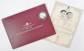 LONDON MINT QUEEN ELIZABETH 999 SILVER PROOF HALF CROWN COIN