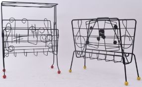 TWO VINTAGE MID CENTURY ATOMIC RECORD / MAGAZINE RACKS