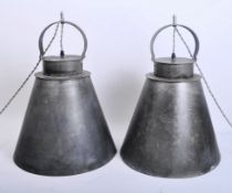 PAIR OF 20TH CENTURY GALVANISED METAL INDUSTRIAL LIGHTS