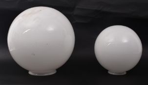 PAIR OF VINTAGE MILK GLASS GLOBE SHAPED LIGHT SHADES