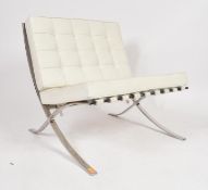 CONTEMPORARY BARCELONA STYLE LEATHER & CHROME ARMCHAIR