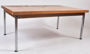 20TH CENTURY OAK AND CHROME LEGGED COFFEE TABLE