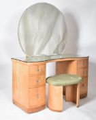 1930S ART DECO SATIN BIRCH DRESSING TABLE AND STOOL