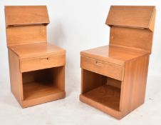 MATCHING PAIR OF RETRO MID 20TH CENTURY TEAK BEDSIDES