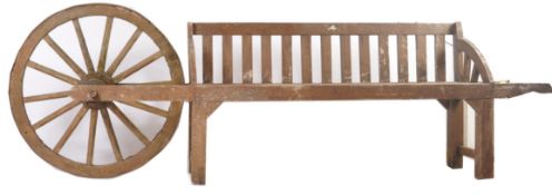 LARGE 20TH CENTURY GARDEN CART WHEEL BENCH