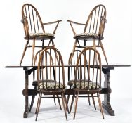 ERCOL FURNITURE - RETRO TABLE AND MATCHING SIX CHAIRS