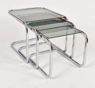 RETRO 20TH CENTURY 1970s CHROME NEST OF TABLES