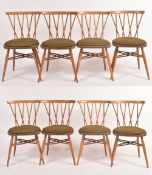 ERCOL - MODEL 376 'CANDLESTICK' - SET OF EIGHT DINING CHAIRS