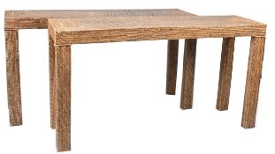 PAIR OF CONTEMPORARY BAMBOO RATTAN CONSOLE TABLE