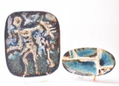 WITHDRAWN - LESZEK DUTKA - PAIR 1960S POLISH CERAMIC ABSTRACT CHARGERS