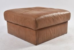 LARGE RETRO 20TH CENTURY LEATHER OTTOMAN STOOL