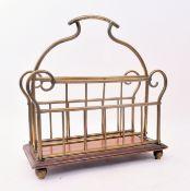 19TH CENTURY VICTORIAN BRASS AND MAHOGANY MAGAZINE RACK