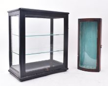 TWO 20TH CENTURY WOOD & GLAZED DISPLAY CASES