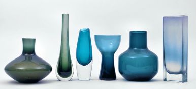 COLLECTION OF SIX MID CENTURY SCANDINAVIAN STUDIO GLASS