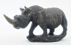 VINTAGE HEAVILY CARVED SOAPSTONE FIGURE OF A RHINO