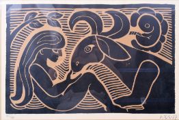 WITHDRAWN - HENRY HEERUP - 1970S WOODBLOCK PRINT ON PAPER OF GIRL