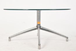 CONTEMPORARY GLASS & CHROME CIRCULAR LOW TABLE