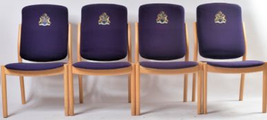 FOUR ERCOL CONTEMPORARY ELM BANQUET LOUNGE CHAIRS