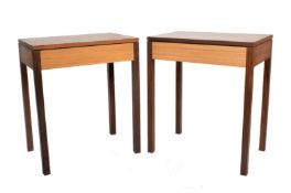 BRITISH MODERN DESIGN - PAIR TEAK OCCASIONAL SIDE TABLES