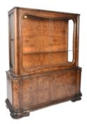 1930S ART DECO WALNUT VENEER BOOKCASE DISPLAY CABINET
