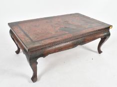 20TH CENTURY CHINESE RED & BLACK LACQUER OCCASIONAL TABLE