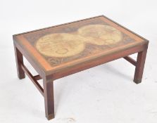 RETRO 1970S MAHOGANY & BRASS INLAID CAMPAIGN COFFEE TABLE