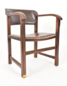 EARLY 20TH CENTURY ARTS & CRAFTS OAK AND LEATHER CHAIR