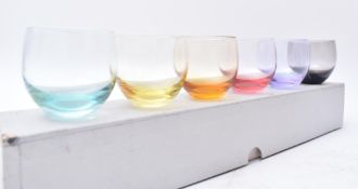 MOSER PRAHA GLASS - SIX BOXED 1935 ' COBULTO ' TUMBLERS