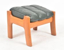 EKORNES - RETRO SCANDINAVIAN TEAK & LEATHER FOOTREST
