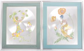 MICHELLE EMBLEM - PAIR OF VINTAGE 1970S FOIL ART PICTURES